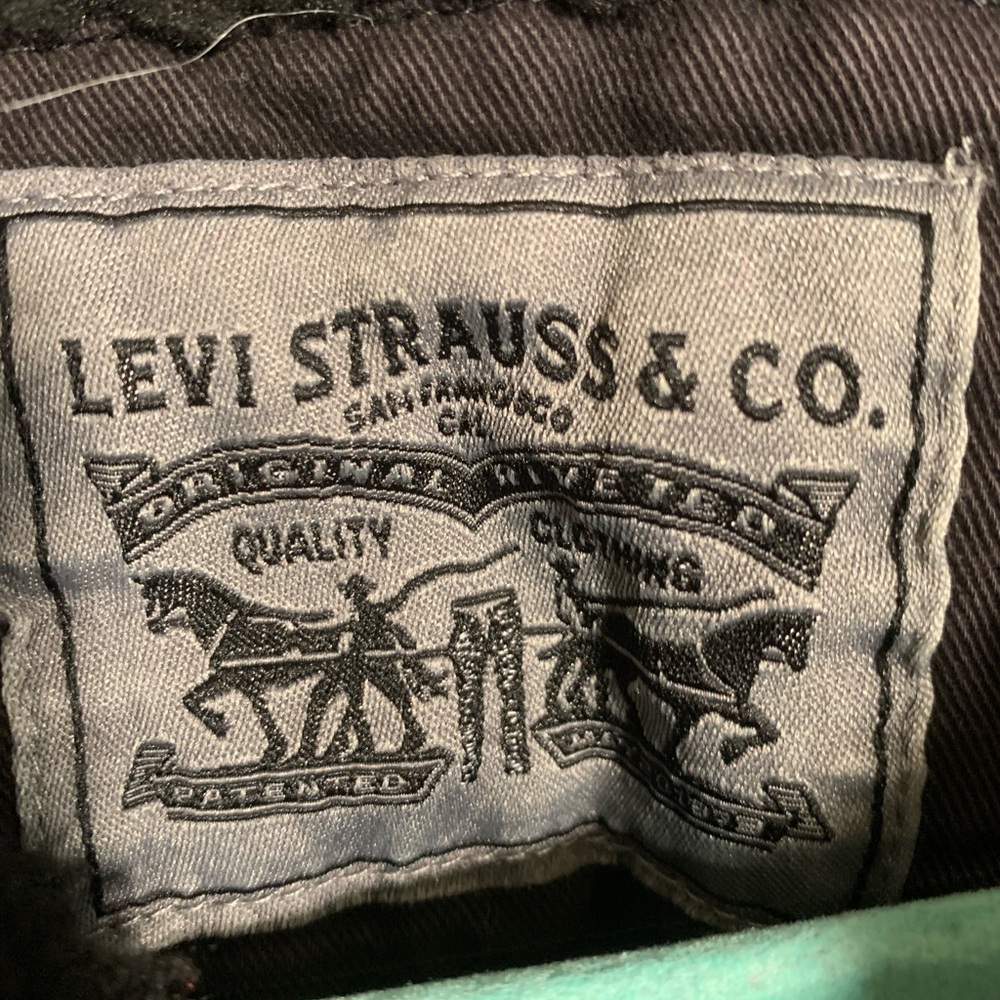 Levi's Denim Trucker Jacket Black Sherpa Lined Size S Casual Grunge Streetwear - Picture 8 of 10
